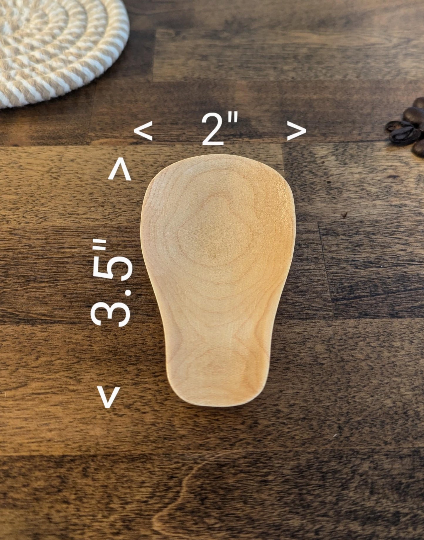Handmade Maple Wood Teaspoon Rest - Small Spoon Holder for Coffee & Tea