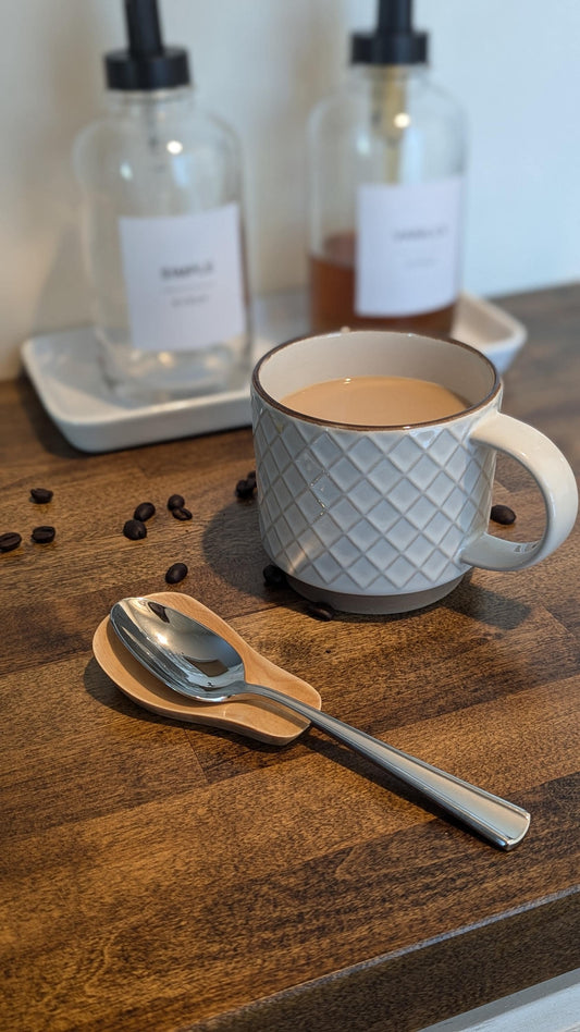 Handmade Maple Wood Teaspoon Rest - Small Spoon Holder for Coffee & Tea