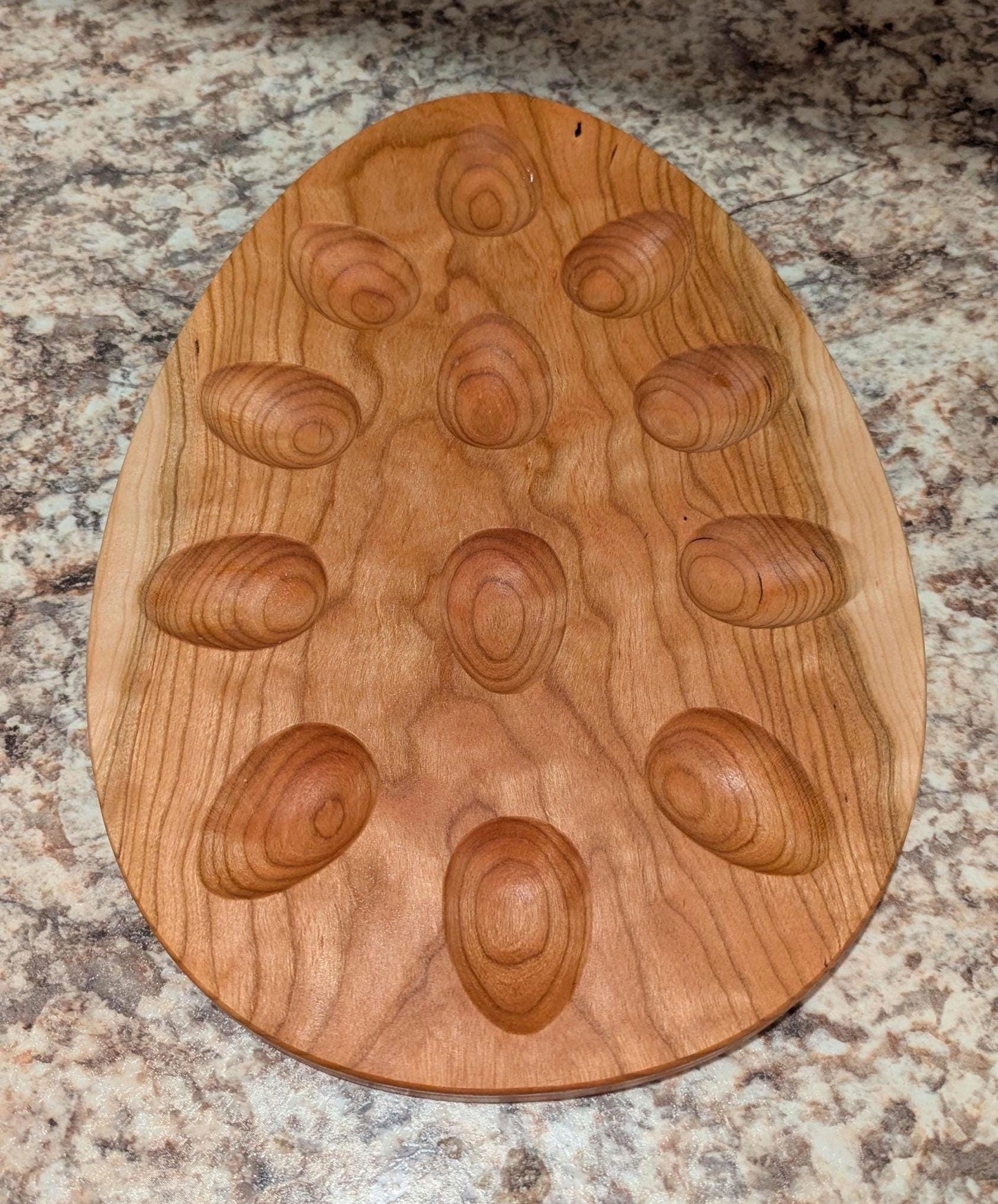 Holiday Deviled Egg Tray – Handcrafted Wood Platter for 12 Eggs – Walnut or Cherry