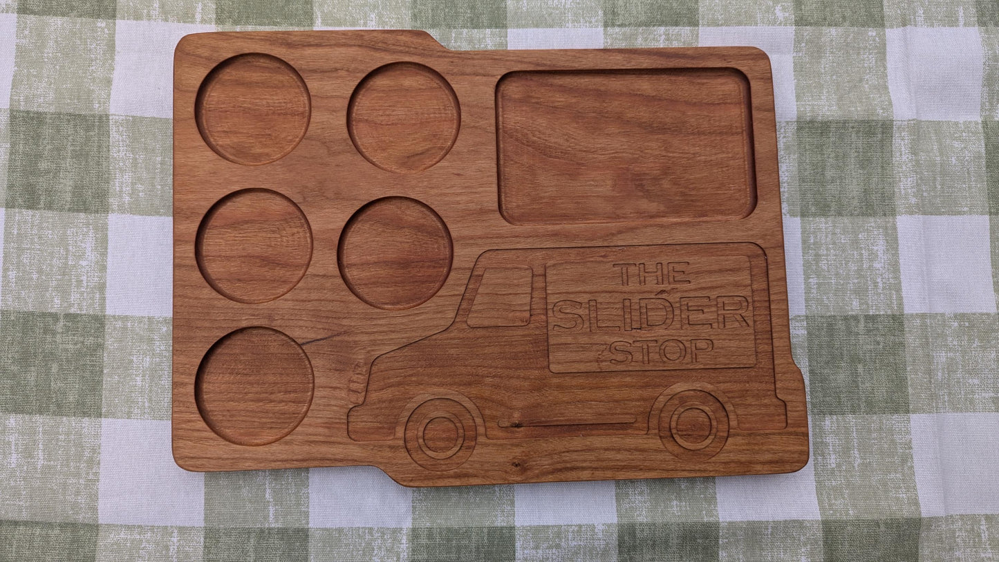 Burger Slider Tray – Hardwood Serving Board for Sliders, BBQ Appetizers, or Mini Burgers – Father’s Day or Grill Master Gift