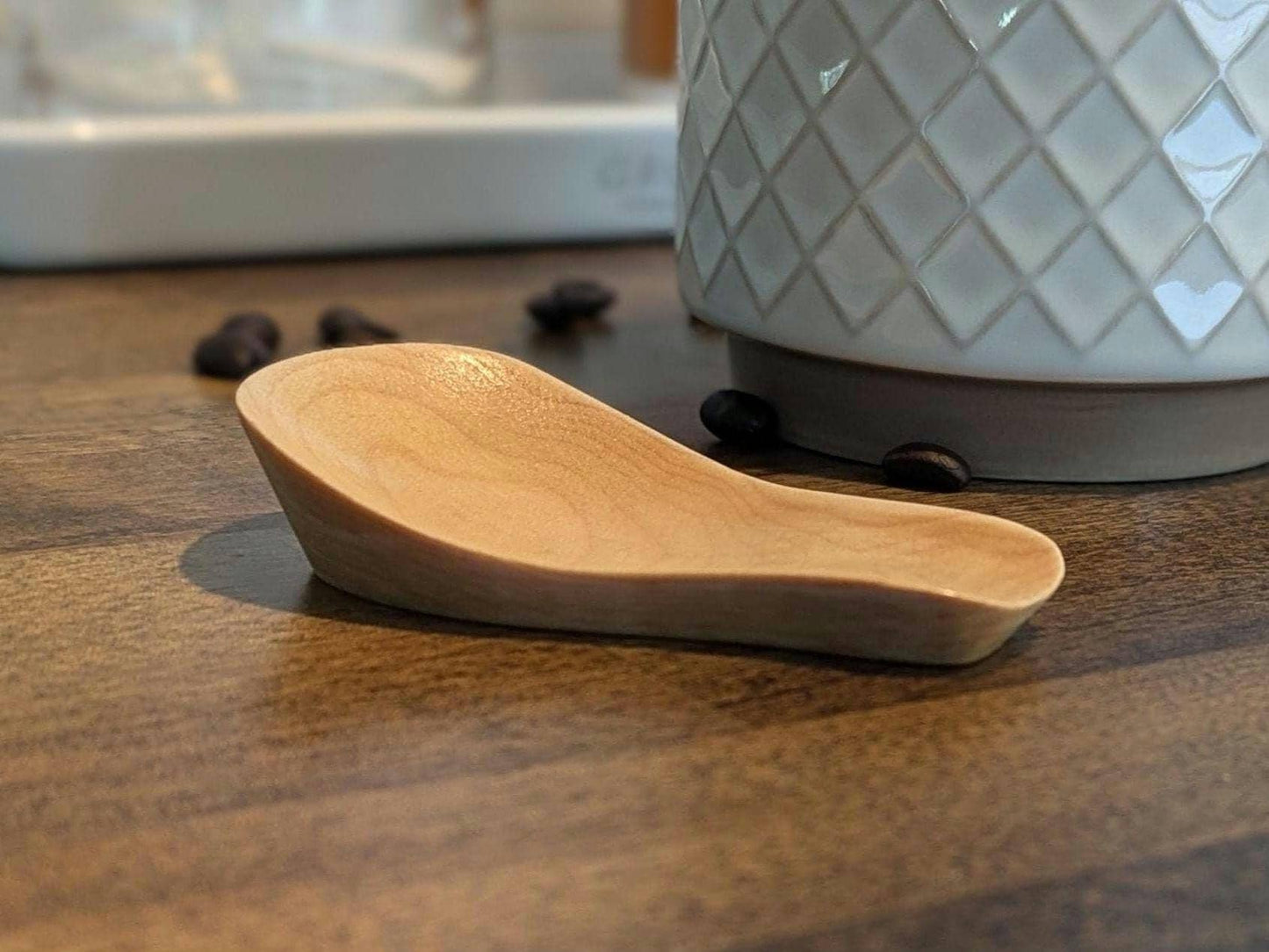 Handmade Maple Wood Teaspoon Rest - Small Spoon Holder for Coffee & Tea