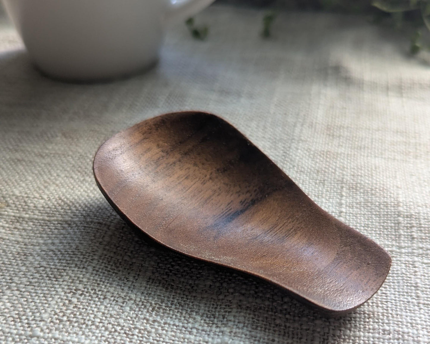 Walnut Teaspoon Rest – Handmade Wooden Coffee Spoon Holder, Minimalist Utensil Rest, Food Safe Kitchen Gift, Small Batch Walnut Tray