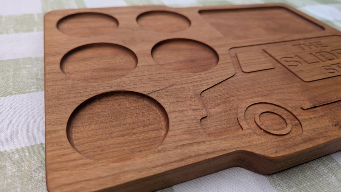 Burger Slider Tray – Hardwood Serving Board for Sliders, BBQ Appetizers, or Mini Burgers – Father’s Day or Grill Master Gift